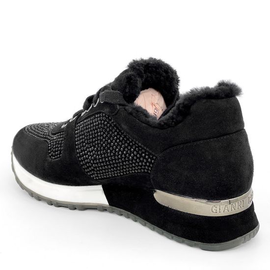 Сникерсы Gianni Renzi черные замшевые МЕХ - фото 3, RA1172D GR