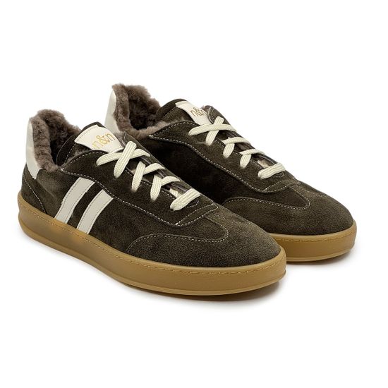 Кеды NILA&NILA коричнево-зеленые замшевые на меху - фото 8,