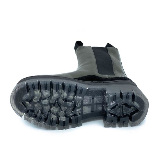 Ботинки челси Mimmu зеленые демисезонные комбинация кожи и замши - фото 4, E442E1 MIM VERDE