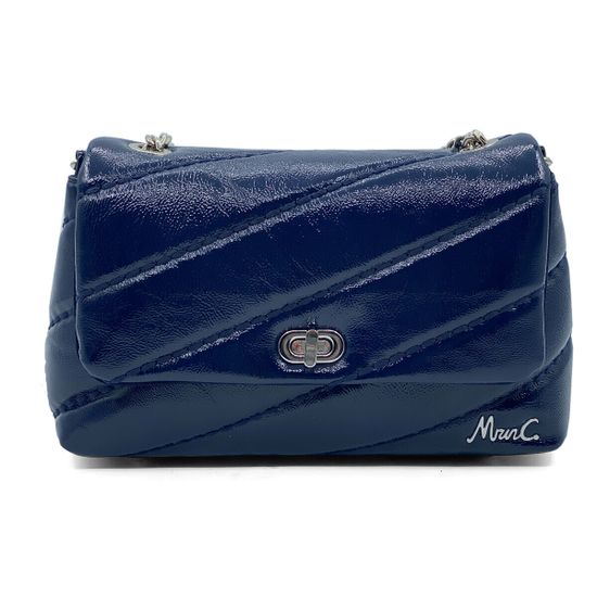 Сумка Marina Creazioni синяя из стеганой лакированной кожи - фото 1, B6714  MC BLU LAK