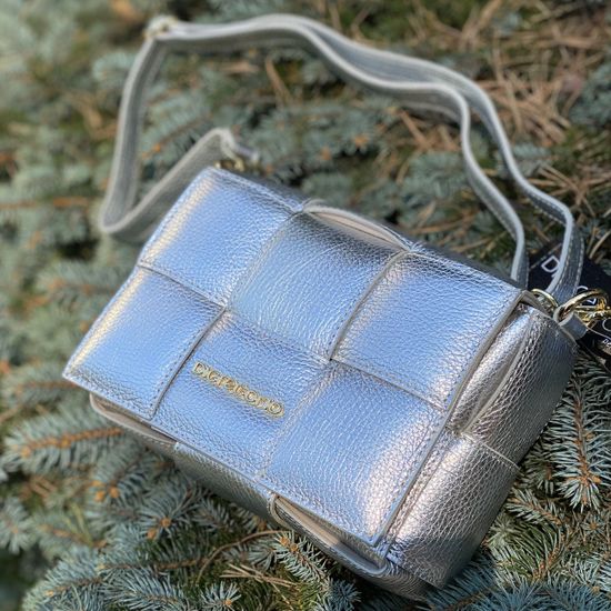 Сумка Di Gregorio серебряная кожаная - фото 1, 