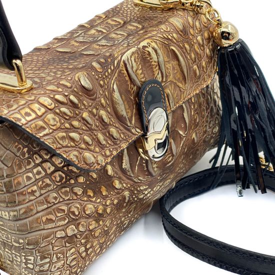 Сумка Marino Orlandi золотая крокодил - фото 4, 