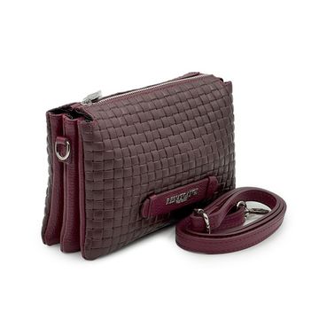 Клатч Renato Angi бордовый кожаный плетенный - фото 2, 3451417 RA BORDO