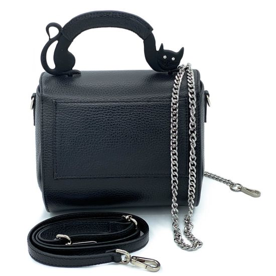 Сумка Renato Angi черная кожаная ручка-кот - фото 3, 