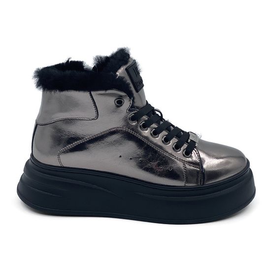 Ботинки Ilasio Renzoni серебряного цвета кожаные на меху - фото 1, 