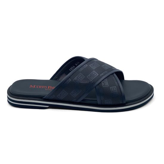 Шлепанцы Mario Bruni синие кожаные - фото 1, 1336 MB BLU