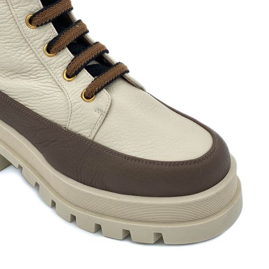 Ботинки Ilasio Renzoni бежевые кожаные МЕХ - фото 6, 