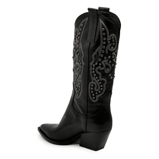 Сапоги казаки MIMMU черные кожаные демисезонные - фото 3, M690M37 MIM