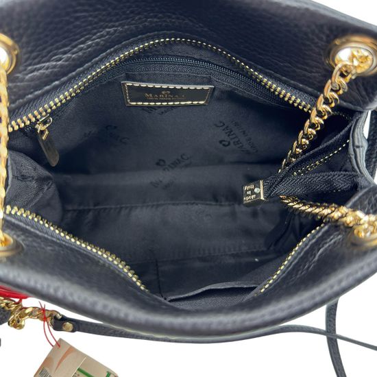 Сумка Marina Creazioni кожаная черная Золотая фурнитура - фото 7, B5560 MC NERO NAPPA ORO