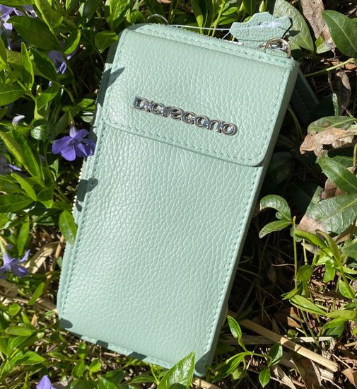 Сумочка Di Gregorio кросс-боди бирюзовая кожаная маленькая - фото 2, 