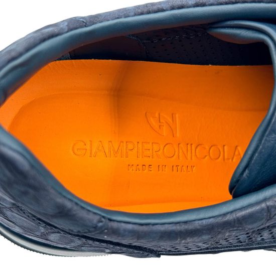 Кроссовки Giampieronicola синие кожа/нубук перфорированные - фото 7, 46906A GPN BLU