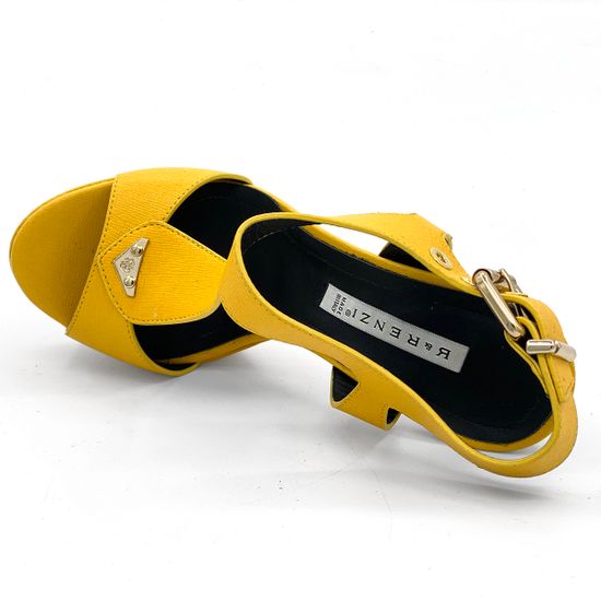 Босоножки Renzi кожаные желтые на платформе - фото 5, 522901A RZ