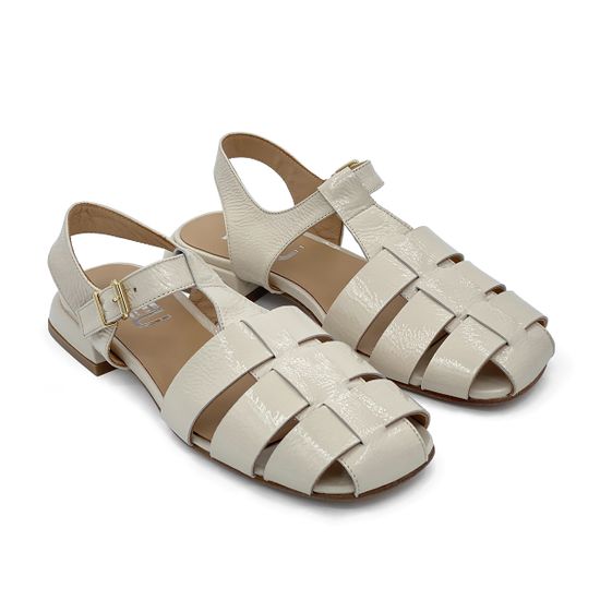 Сандалии MIMMU молочного цвета кожаные лакированные - фото 6, F023K2 MIM MILK