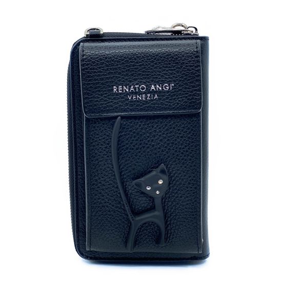 Кошелек-сумка Renato Angi черный кожаный - фото 1, 
