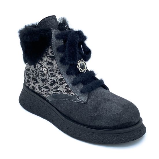 Ботинки Tuffoni серые замшевые МЕХ - фото 2, 