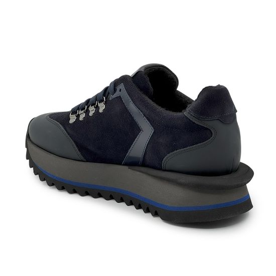 Кроссовки GianFranco Butteri черные/синие кожа/замша на байке - фото 3, 48512-C BUT