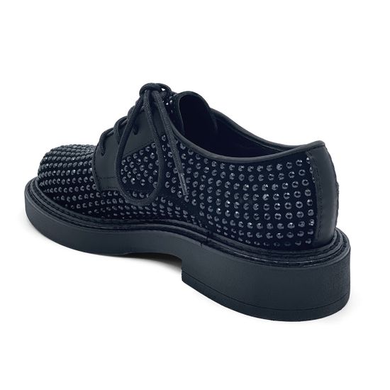 Полуботинки Mimmu черные замшевые демисезонные черные стразы - фото 3, F303M24 MIM NERO850