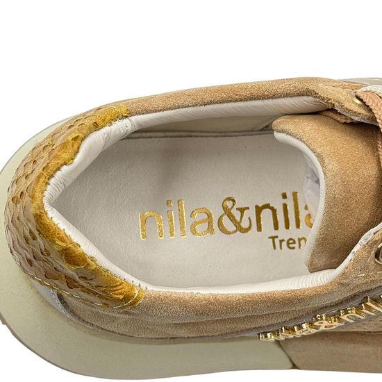Кроссовки NILA&amp;NILA бежевые замшевые - фото 8, NO9220 NIL BEIGE