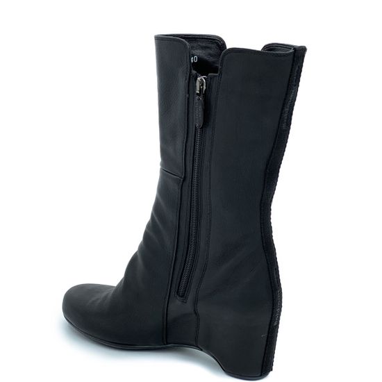 Полусапоги Baldinini черные кожаные МЕХ - фото 3, 