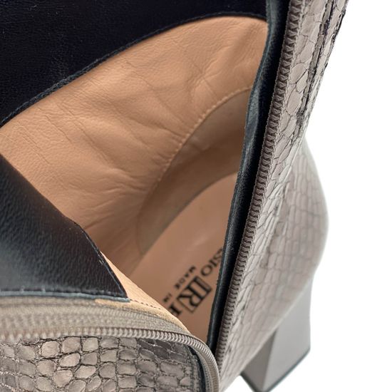 Ботильоны Ilasio Renzoni серебряные кожаные демисезонные тиснение под питона - фото 8, 6315 IR