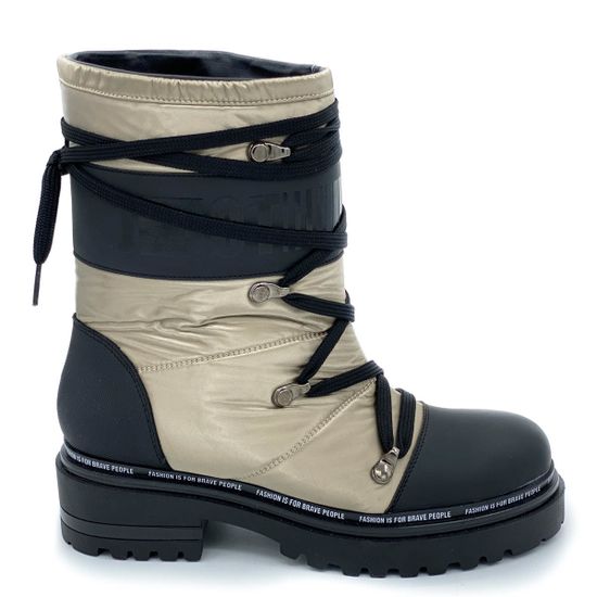 Ботинки Jeannot черно-бронзовые МЕХ текстиль - фото 1, 