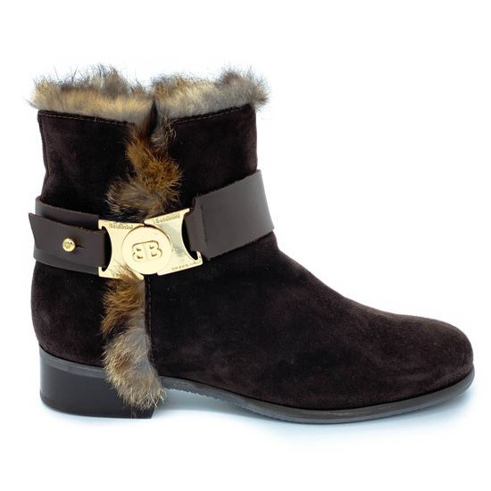 Ботинки Baldinini коричневые замшевые МЕХ - фото 1, 419200 BAL ROMO