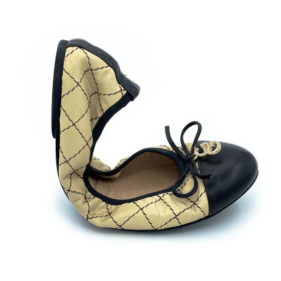 Балетки Giada Gabrielli черно-бежевые кожаные - фото 1, 