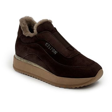 Полуботинки KELTON коричневые замшевые на меху - фото 2, AI0123M KEL TDM