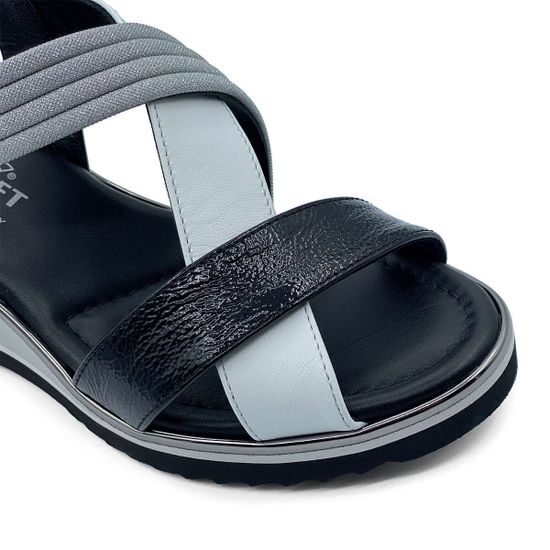 Босоножки Donna Soft комбинация черного лака и белой кожи - фото 6, 