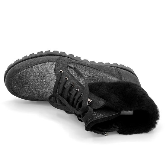 Ботинки Marzetti черно-серебряные замшевые МЕХ - фото 5, 