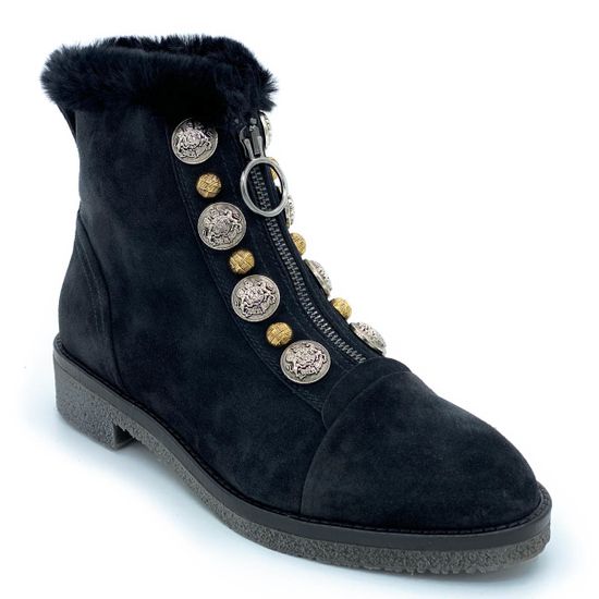 Ботинки Pertini черные замшевые МЕХ - фото 2, 192W16212D1 PRT