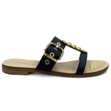 Шлепанцы Loretta Pettinari черные кожаные - фото 1, 4736 LP NAPPA