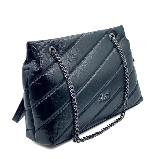 Сумка Marina Creazioni черная из стеганой лакированной кожи - фото 2, B6698 MC NERO LAK