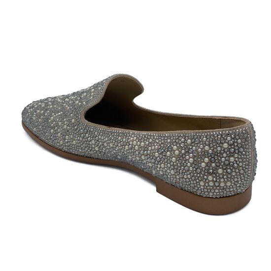 Слипоны Tuffoni бежевые кожаные со стразами - фото 3, 1022039VL TUF BEIGE