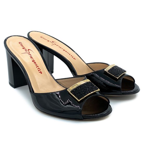 Сабо Giorgio Piergentili черные из лакированной кожи - фото 6, 406 GP