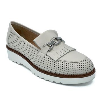 Лоферы Donna Soft бежевые кожаные с перфорацией - фото 2, DS1751 DS