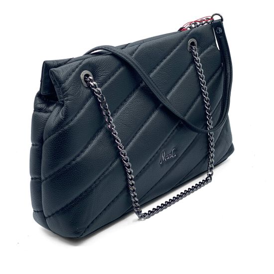 Сумка Marina Creazioni черная кожаная стеганая - фото 2, B6698 MC NERO NAPPA