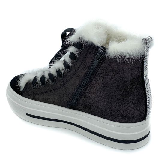 Ботинки Ilasio Renzoni черные замшевые МЕХ на светлой подошве - фото 3, 