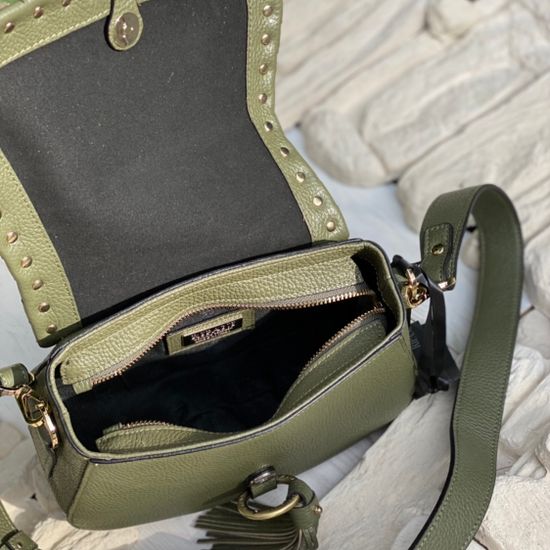 Сумочка Ripani зеленая комбинация кожи и замши - фото 7, 