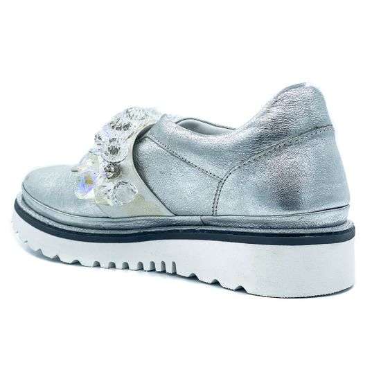 Слипоны Lab Milano серебряные кожаные - фото 3, B50104 LAB SILVER