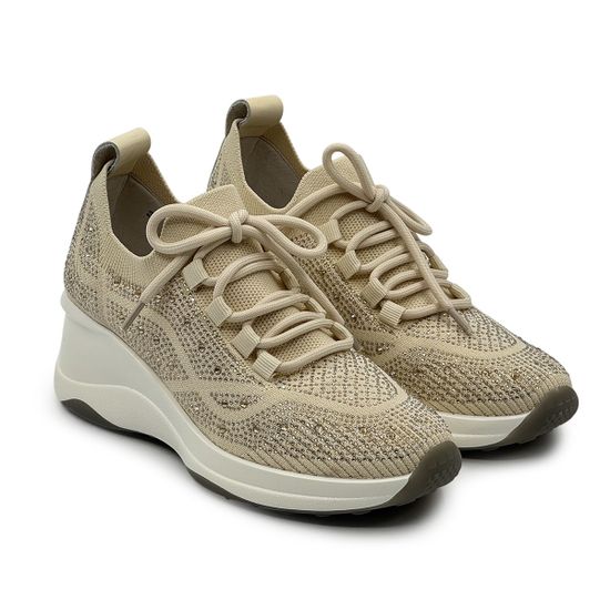 Кроссовки Francesco V бежевые текстильные со стразами - фото 7, T195 FV BEIGE