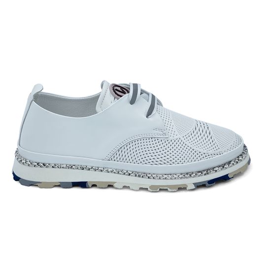 Полуботинки Lab Milano белые кожаные с перфорацией и шнурками - фото 1, 