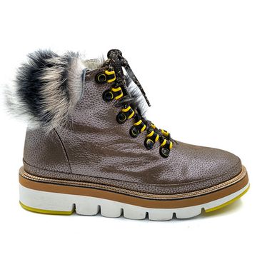 Ботинки женские Lab Milano бежевые МЕХ - фото 1, A21126-2 LAB