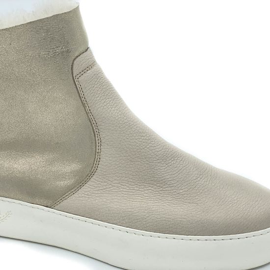 Ботинки Marzetti бежево-золотые кожаные МЕХ - фото 5, 7853MD01 MZ