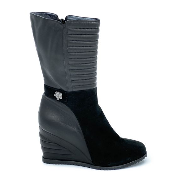 Полусапоги Giorgio Piergentili черные на байке комбинация замши и кожи - фото 1, 9322 GP