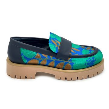 Лоферы NILA&amp;NILA кожа/тестиль синий/зеленый - фото 1, GIO24009T NIL VERDE