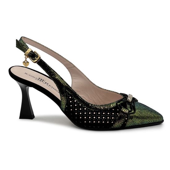 Туфли женские Ilasio Renzoni кожаные черные/зеленые - фото 1, 8041 IR