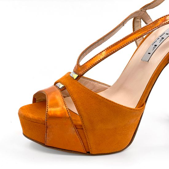 Босоножки Tiffi оранжевые замшевые с кожаными вставками - фото 6, 558/A TI ARANCIA
