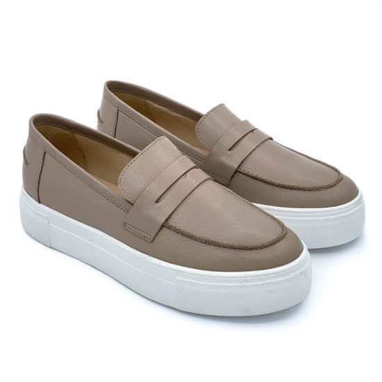 Лоферы Cover бежевые кожаные - фото 7, 1705805 COV TAUPE