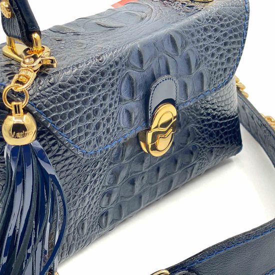 Сумка Marino Orlandi синяя кожаная крокодил - фото 4, 